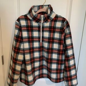 J. Crew Plaid Fleece with Half-Zip